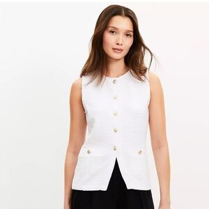 LOFT White Textured Sleeveless Vest